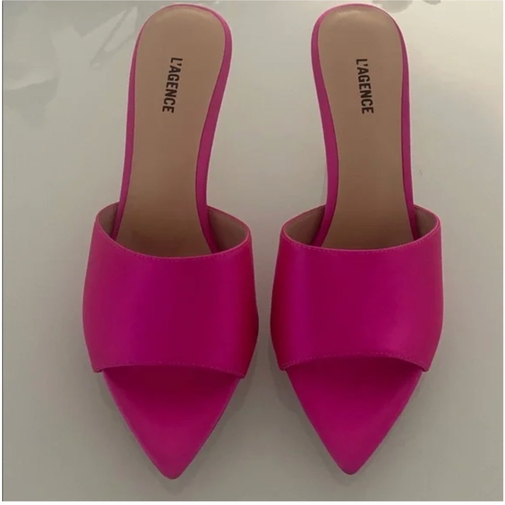 l’agence pink satin heel sandals - size 9 1/2 - excellent conditon